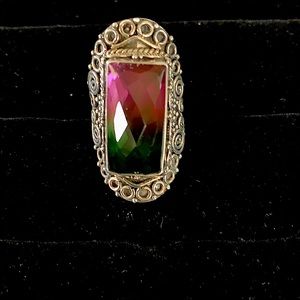 925 vintage looking ring with tourmaline stone RARE